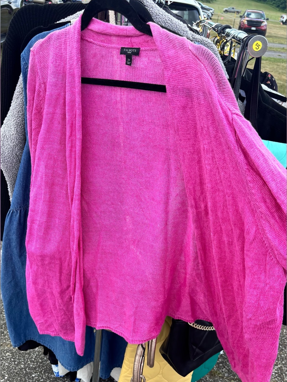 Talbots Bright Pink 100% Linen sweater